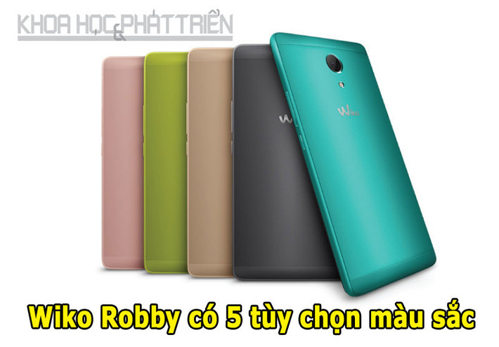 Điện thoại Wiko Robby có 5 tùy chọn màu sắc gồm vàng hồng, vàng chanh, vàng đồng, đen và xám.