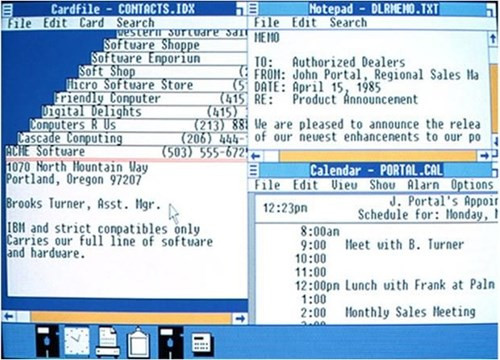 Microsoft xuất xưởng phiên bản Windows 1.0 năm 1985, được điều khiển bằng chuột thông qua các cửa sổ với các chương trình Paint, Windows Writer, Notepad, Calculator...