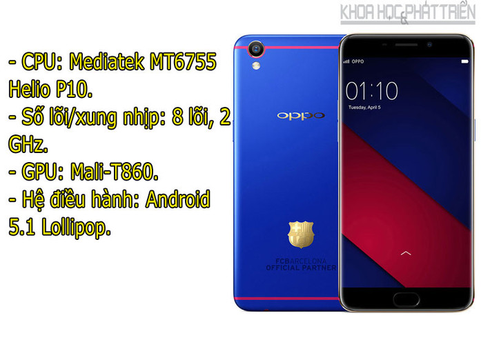 Tông màu chủ đạo của Oppo F1 Plus phiên bản Barcelona là màu đỏ xanh theo đúng màu áo truyền thống của đội chủ sân Nou Camp.