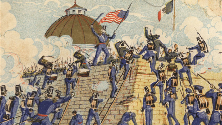 6. Chiến tranh Mỹ - Mexico (13.283 người chết). Chiến tranh Mỹ - Mexico diễn ra từ năm 1846 - 1848, nguyên nhân là việc Mỹ chính thức sáp nhập lãnh thổ Texas năm 1845. Trước đó, Mexico luôn coi Texas là một lãnh thổ ly khai của mình. Cuộc chiến kết thúc với thắng lợi của Mỹ, khiến Mexico phải nhượng thêm các lãnh thổ Alta California và Santa Fé de Nuevo México cho Mỹ. Ảnh: CBS News.
