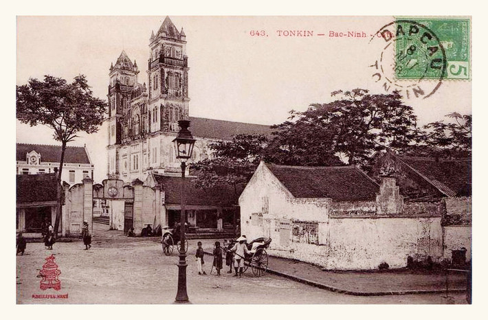 Nhà thờ Chính tòa Bắc Ninh năm 1908. Ảnh tư liệu.