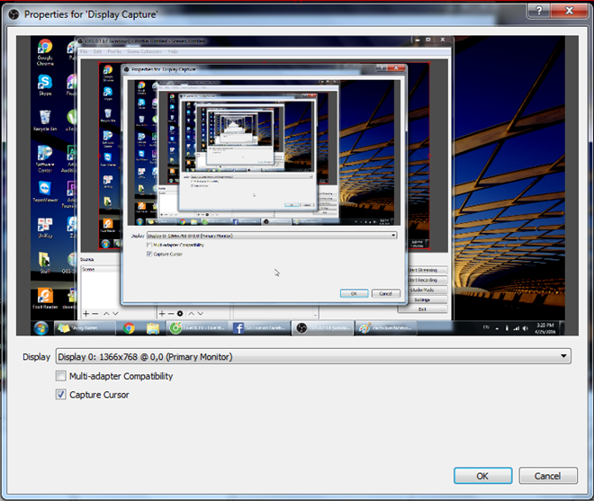 Ví dụ, khi live với giao diện "Display Capture" (quay lại màn hình), người dùng có thể chọn độ phân giải, hiện OBS đã hỗ trợ độ phân giải tối đa Full HD.