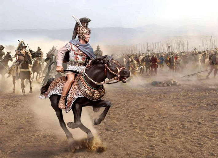 6. Alexander đích thân chỉ huy tuyến đầu. Không chỉ là một nhà chiến lược, Alexander trực tiếp dẫn quân xông pha trận tuyến – điều giúp ông truyền cảm hứng và giữ vững tinh thần binh sĩ. Ảnh: Pinterest.
