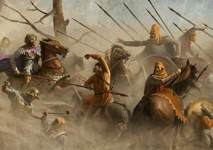 2. Quân Ba Tư áp đảo về số lượng. Trong trận Gaugamela, Darius III huy động lực lượng đông đảo, có thể lên đến 250.000 người, so với chỉ khoảng 40.000–50.000 quân của Alexander. Ảnh: Pinterest.