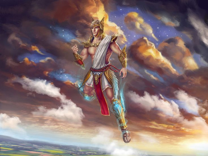 3. Hermes dẫn đường cho linh hồn. Hermes, vị thần làm công việc của một sứ giả, còn có một vai trò đặc biệt là người hướng dẫn linh hồn đi đến thế giới bên kia. Ảnh: Pinterest.