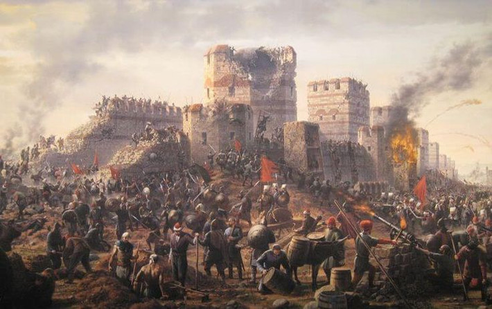 1. Đánh dấu sự sụp đổ của Đế quốc Byzantine. Trận Constantinople năm 1453 kết thúc hơn 1.000 năm tồn tại của Đế quốc Byzantine, mở đường cho sự thống trị của Đế quốc Ottoman ở Đông Âu và Trung Đông. Ảnh: Pinterest.