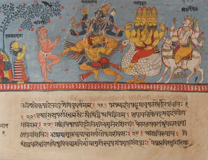 4. Viết bằng tiếng Sanskrit cổ. Nội dung của Rig Veda được viết bằng tiếng Sanskrit Vedic, một dạng tiếng Sanskrit cổ có niên đại từ hàng nghìn năm trước và vẫn còn được sử dụng trong các nghi lễ Hindu ngày nay. Ảnh: Pinterest.