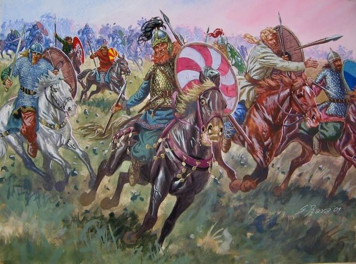 3. Quân La Mã bị bao vây và tiêu diệt. Trong trận chiến, quân La Mã bị kỵ binh Goth bao vây hoàn toàn, khiến hàng chục nghìn binh sĩ bị tiêu diệt hoặc bị bắt giữ. Ảnh: Pinterest.