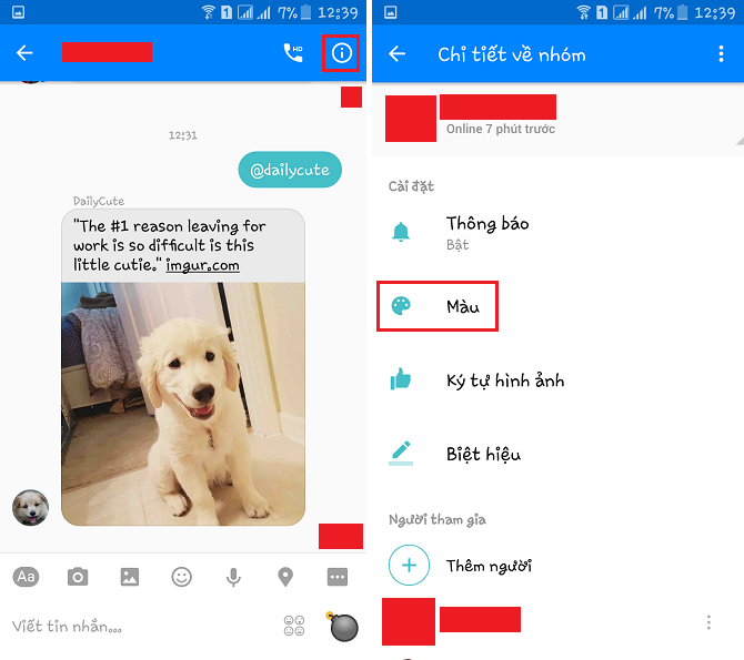 5. Thay đổi màu cuộc trò chuyện Facebook Messenger cho phép bạn thay đổi màu của cuộc trò chuyện (chỉ là màu sắc của nút bấm, các đoạn chat chứ không phải màu nền).