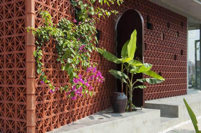 Lớp thứ hai là các loài cây được chủ nhà trồng để ngôi nhà gần gũi với thiên nhiên và hòa hợp với môi trường xung quanh.