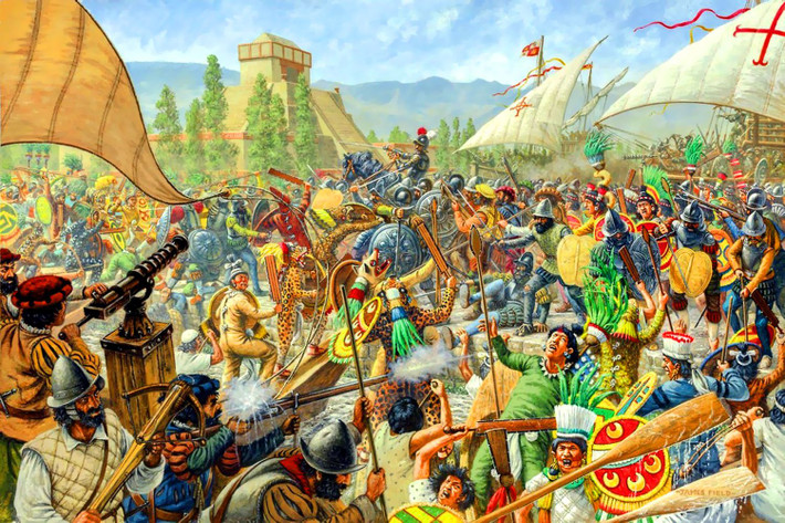 Khi đó, Hầu tước Hernán Cortés của Tây Ban Nha chỉ huy quân vây hãm Tenochtitlan, thủ đô của người Aztec, với quyết tâm tiêu diệt dân bản địa để chiếm đất đai và tài nguyên giàu có về cho Tây Ban Nha.