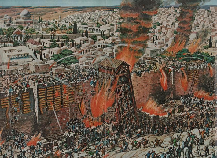 Thời điểm cuộc vây thành diễn ra, Jerusalem được phòng thủ bởi gần 40.000 quân được trang bị khá tốt. Vua Titus đã dùng 4 quân đoàn bao vây thành phố nhưng người Do Thái không chịu khuất phục.