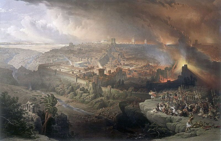 Sự kiện này bắt nguồn từ việc vào năm 66 người Do Thái nổi dậy và chiếm giữ Jerusalem. Để dập tắt hoàn toàn cuộc nổi dậy này, Hoàng đế La Mã Titus Flavius triển khai 70.000 lính bao vây thành.