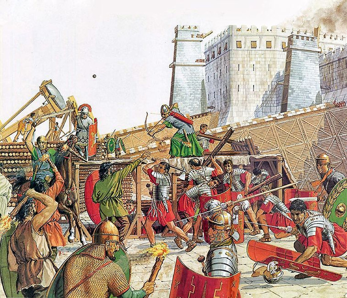 Titus cố gắng đàm phán với lực lượng thủ thành bằng việc cử sứ giả Do Thái Josephus đến thương thuyết. Tuy nhiên, Josephus bị thương sau khi trúng một mũi tên, khiến cuộc điều đình đổ vỡ.