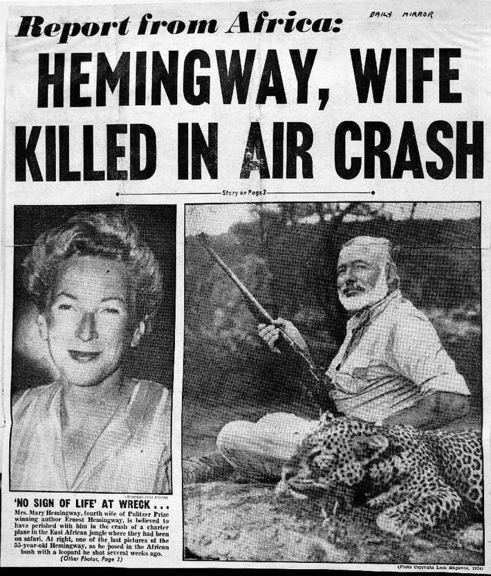 Mary, người vợ thứ tư của Hemingway thiệt mạng trong một vụ tai nạn máy bay làm rúng động nước Mỹ năm 1986.