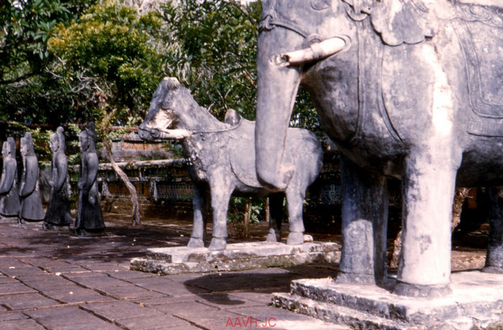 Hàng tượng đá ở sân chầu trước nhà bia.