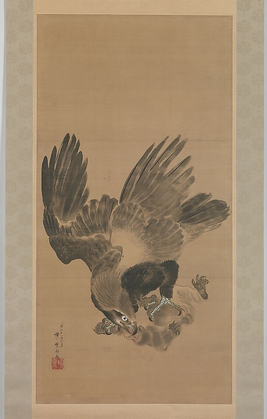 "Đại bàng bắt khỉ", tranh của họa sĩ Kawanabe Kyosai vẽ năm 1885.