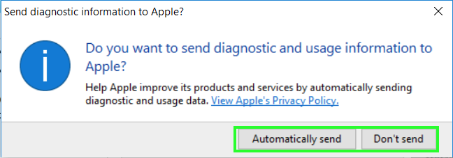 8. Quyết định chia sẻ thông tin sử dụng với Apple
