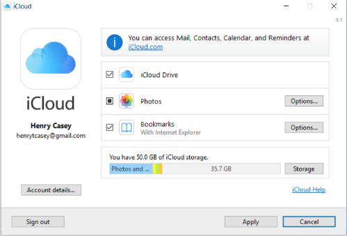 PC của bạn giờ đã đăng nhập vào iCloud trên Windows