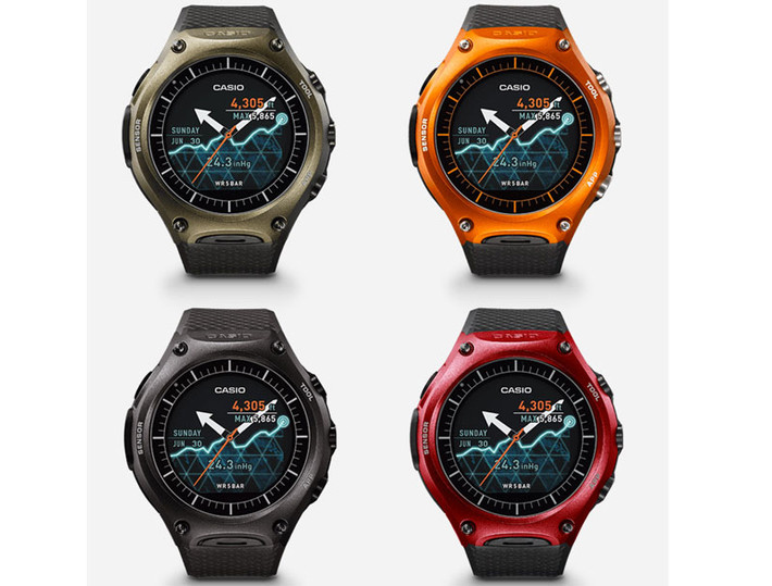 Chiếc smartwatch này có 4 màu sắc gồm đen, nâu xám ô liu, cam và đỏ.