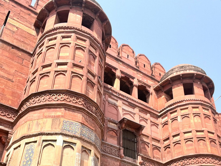 Pháo đài có hai cổng chính là cổng Delhi (phía Đông) và cổng Amar Singh (phía Tây). Cả hai cánh cổng này đều được trang trí bằng những bức phù điêu chạm trổ rất kỳ công. Ảnh: Trip.com.