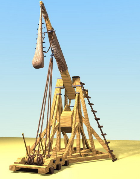 Người Trung Quốc đã có loại vũ khí tương tự như Trebuchet từ thế kỷ thứ 4 TCN. Tuy vậy, những cỗ máy của họ nhỏ hơn và đóng vai trò ít quan trọng hơn trong các trận đánh công thành.