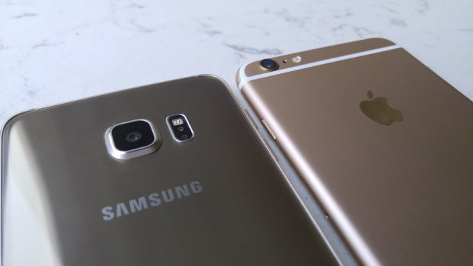 Galaxy S6 Edge+ (trái) có camera sau 16MP khẩu độ f/1.9, tính năng ổn định hóa hình ảnh (OIS), nhiều chế độ chụp ảnh bao gồm chỉnh thủ công (PRO) với định dạng ảnh RAW và quay phim 4K. iPhone 6S Plus có camera 12MP, nâng cấp từ 8MP của iPhone 6 Plus, khẩu độ f/2.2, quay phim 4K và quay chuyển động chậm slow-motion Full-HD 1080p - Ảnh: Thanh Trực