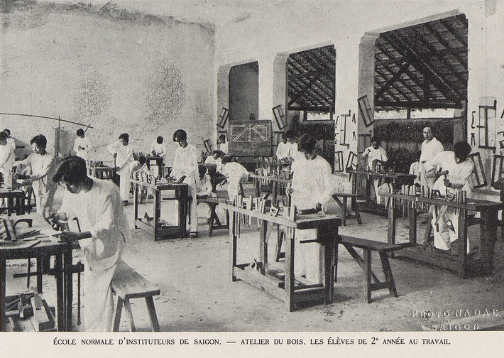 Xưởng thực hành nghề mộc ở trường, 1931.