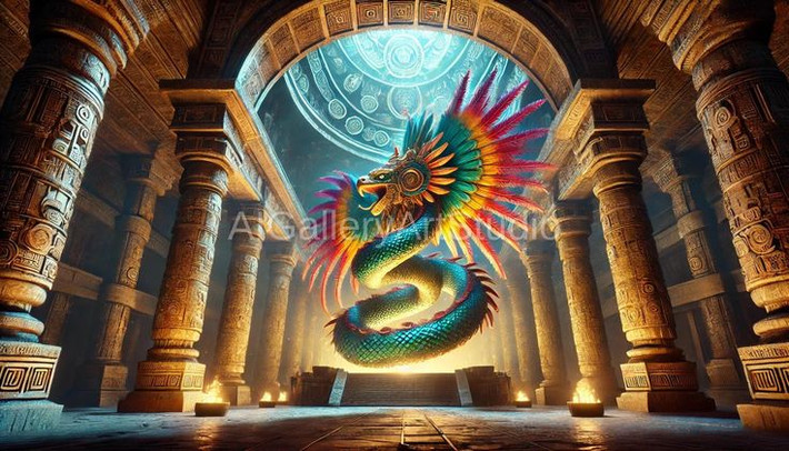 7. Quetzalcoatl trong thần thoại và chính trị. Quetzalcoatl còn có liên hệ với vị vua huyền thoại Topiltzin Quetzalcoatl, một nhân vật lịch sử trong truyền thuyết Toltec. Vị vua này được cho là hóa thân của thần Quetzalcoatl, mang lại thời kỳ thịnh vượng và hòa bình cho người dân. Ảnh: Pinterest.