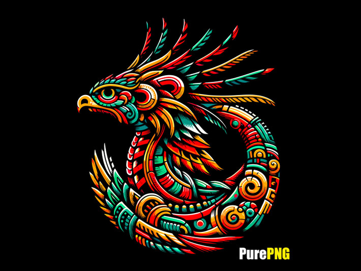 5. Biểu tượng chim và rắn. Quetzalcoatl thường được miêu tả là một con rắn lông vũ, kết hợp giữa đặc điểm của rắn và chim. Hình ảnh này đại diện cho sự kết hợp giữa thế giới dưới lòng đất và bầu trời, cũng như sự hòa quyện của sự sống và cái chết. Ảnh: Pinterest.
