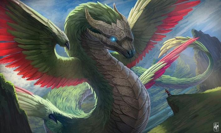 3. Quetzalcoatl và sự sáng tạo loài người. Trong thần thoại Aztec, Quetzalcoatl được cho là người đã tạo ra loài người từ bột đất và máu của chính mình, thể hiện tình yêu và sự cống hiến của ngài đối với nhân loại. Ảnh: Pinterest.