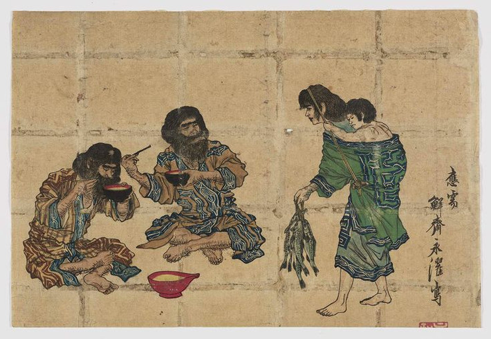 7. Thực phẩm chủ yếu. Các món ăn của người Jomon chủ yếu bao gồm hải sản, hạt dẻ, quả mọng, thịt thú rừng, và cá, cho thấy sự kết hợp giữa săn bắn và hái lượm. Ảnh: Pinterest.