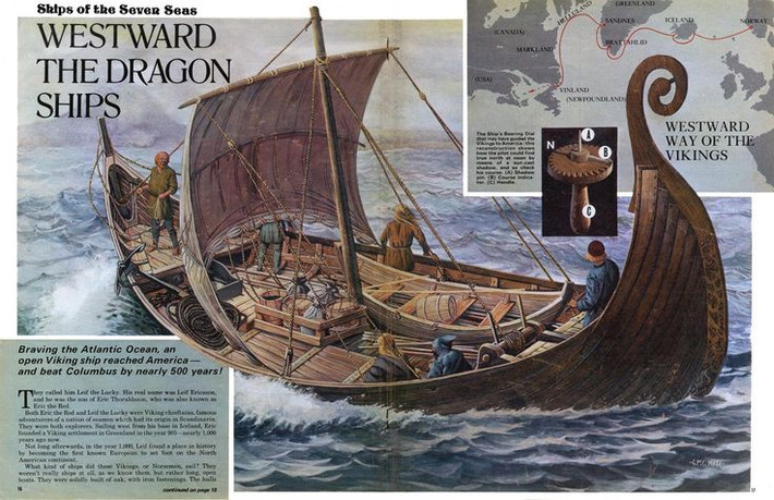 13. Không chỉ là khám phá ngẫu nhiên. Người Viking không tìm thấy châu Mỹ nhờ may mắn. Họ rất giỏi định hướng bằng cách quan sát mặt trời, sao, và động vật biển, giúp họ xác định hướng đi chính xác khi vượt biển. Ảnh: Pinterest.