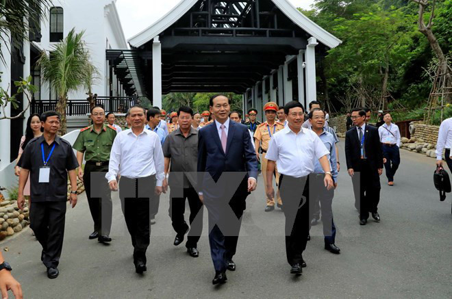 Chủ tịch nước Trần Đại Quang dự Chương trình Tổng duyệt các hoạt động của Tuần lễ Cấp cao APEC 2017. (Ảnh: TTXVN)