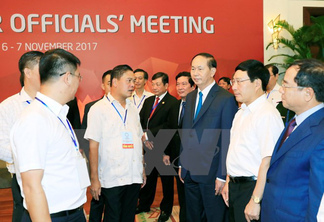 Chủ tịch nước Trần Đại Quang dự Chương trình Tổng duyệt các hoạt động của Tuần lễ Cấp cao APEC 2017. (Ảnh: Nhan Sáng/TTXVN)