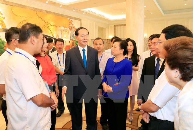 Chủ tịch nước Trần Đại Quang dự Chương trình Tổng duyệt các hoạt động của Tuần lễ Cấp cao APEC 2017. (Ảnh: Nhan Sáng/TTXVN)
