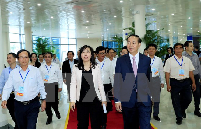 Chủ tịch nước Trần Đại Quang dự Chương trình Tổng duyệt các hoạt động của Tuần lễ Cấp cao APEC 2017. (Ảnh: Nhan Sáng/TTXVN)