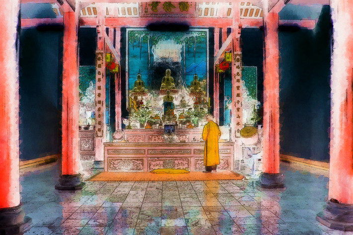 Trong chính điện của chùa Phước Lâm.