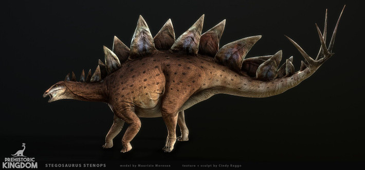 5. Tên gọi. Tên "Stegosaurus" có nghĩa là "thằn lằn mái ngói" (roof lizard) trong tiếng Hy Lạp, do các nhà khoa học ban đầu nghĩ rằng các tấm xương nằm phẳng trên lưng như mái nhà. Ảnh: Pinterest.