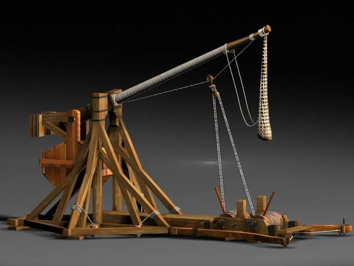 12. Trebuchet nổi tiếng. Một trong những máy trebuchet lớn nhất được biết đến là "Warwolf" của vua Edward I của Anh, được sử dụng để công phá thành Stirling (Scotland) vào năm 1304. Ảnh: Pinterest.