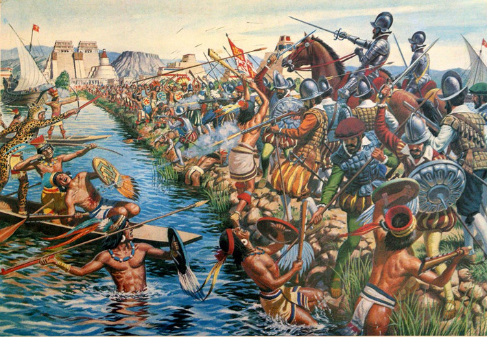 Sau nhiều trận đánh ác liệt, đế chế Aztec đã chấm dứt sự tồn tại sau khi kinh thành Tenochtitlan bị sụp đổ trước sức mạnh của kỵ binh và hỏa khí Tây ban Nha vào năm 1521.