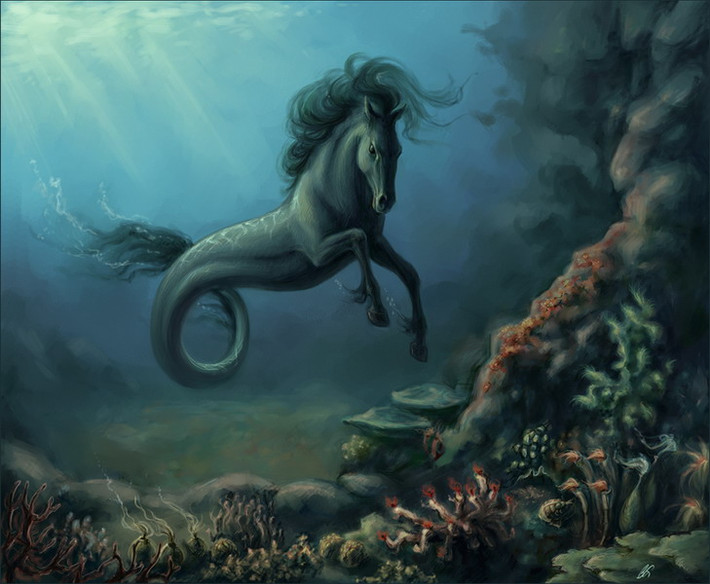 Trong thần thoại Bắc Âu có Kelpie là quái vật có hình dáng nửa ngựa nửa cá, tới từ các con sông và hồ ở Scotland.