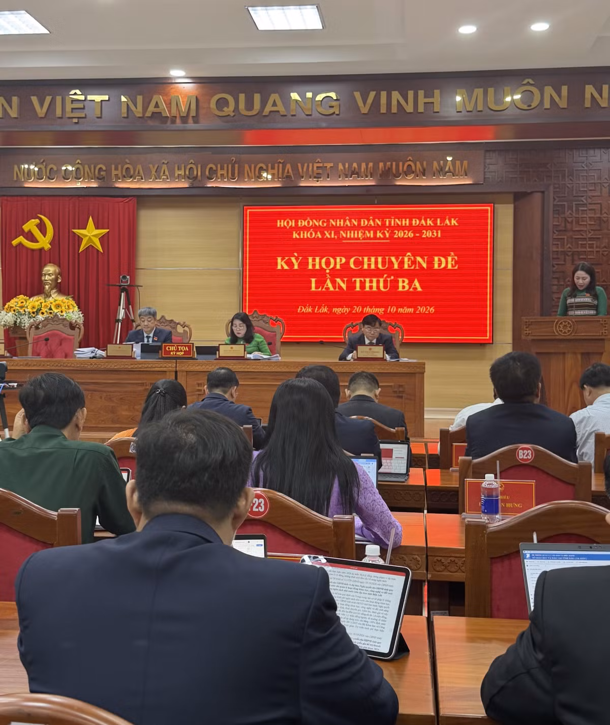 Kỳ họp chuyên đề lần thứ 3 Hội đồng nhân dân tỉnh Đắk Lắk được tổ chức ngày 20/10/2026