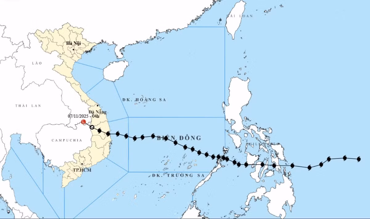Vị trí và đường đi của bão số 13. Ảnh: thoitietvietnam.gov.vn