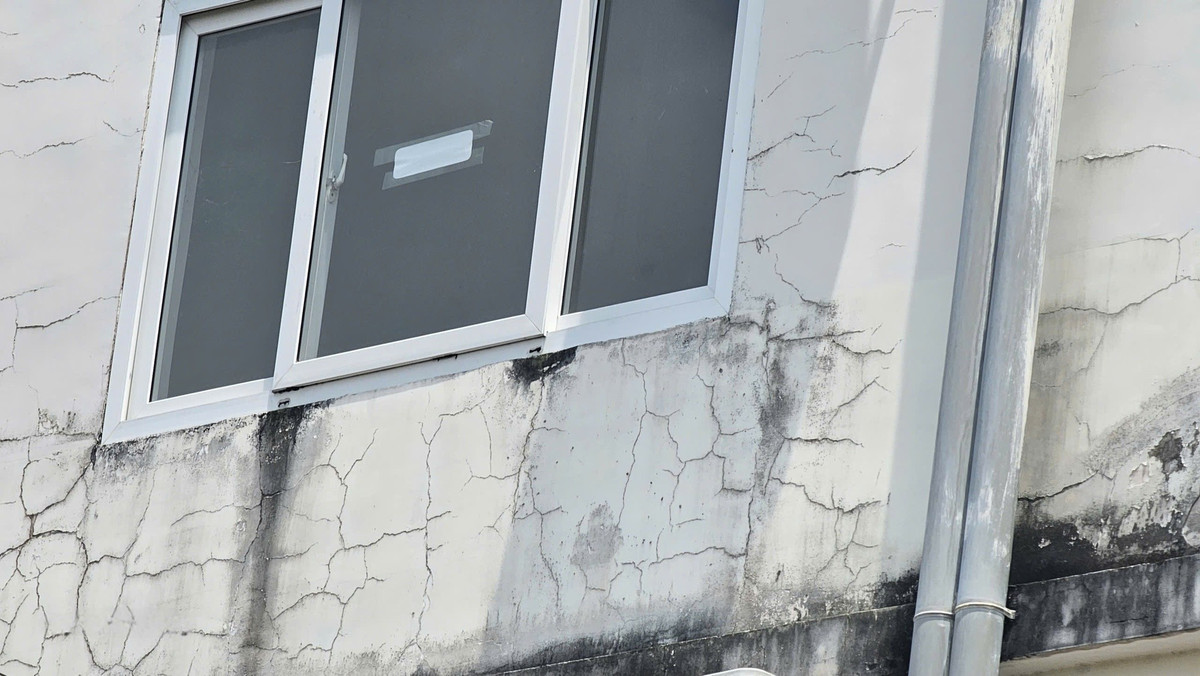 Những vết nứt, vết ố màu xuất hiện dày trên tường. (Ảnh: Người lao động).