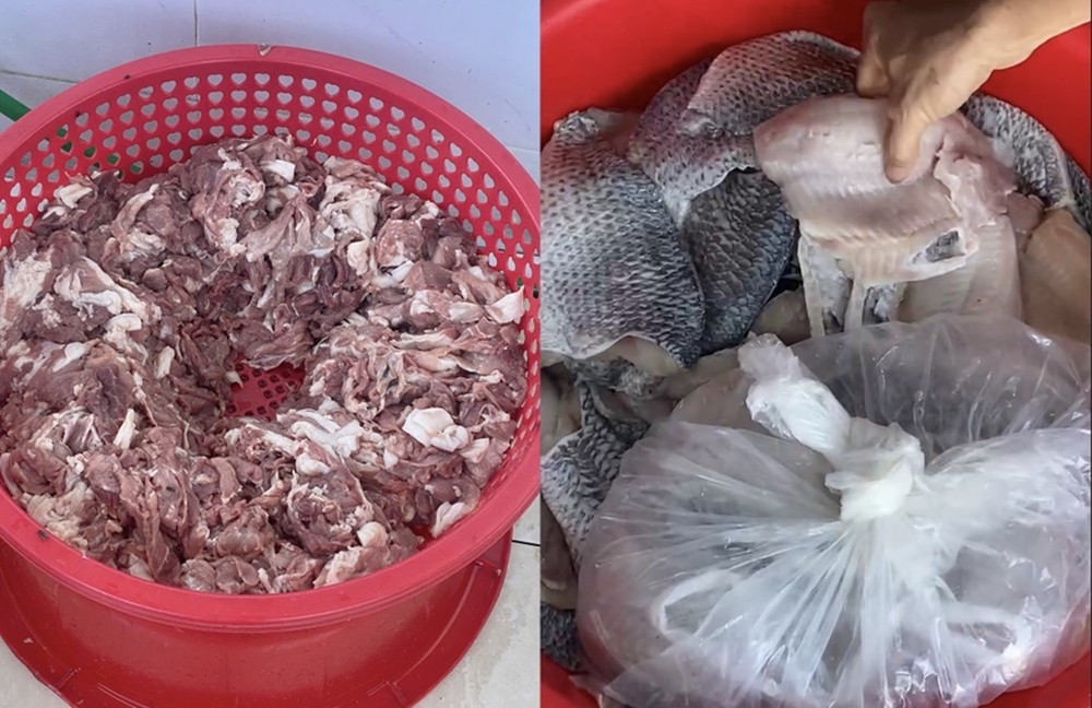 Hình ảnh thịt nhớt, cá ôi thiu trong bếp ăn Trường tiểu học Chu Minh khiến phụ huynh bức xúc. cats-3740.jpg