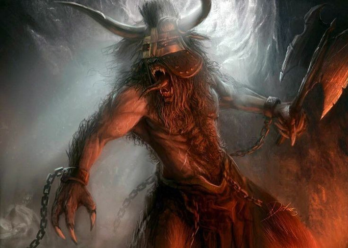 5. Minotaur chỉ ăn thịt người. Mỗi năm, Athens phải cống nạp 7 nam và 7 nữ thanh niên để làm tế phẩm cho Minotaur – họ trở thành nạn nhân của con quái thú trong mê cung. Ảnh: Pinterest.