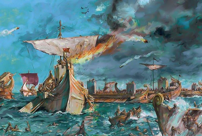 Kết thúc liên minh Antony – Cleopatra. Thất bại tại Actium đã đánh dấu sự sụp đổ của liên minh Antony và Cleopatra, chấm dứt hy vọng lập lại quyền lực ở La Mã. Ảnh: Pinterest.