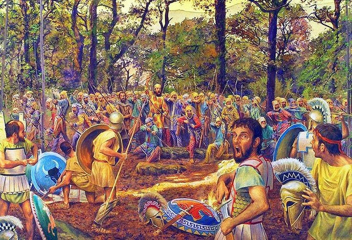 5. Quân Ba Tư nhờ vào sự phản bội để giành thắng lợi. Một người Hy Lạp tên Ephialtes đã tiết lộ cho quân Ba Tư một con đường bí mật vượt qua núi, cho phép họ bao vây quân Hy Lạp từ phía sau. Ảnh: Pinterest.
