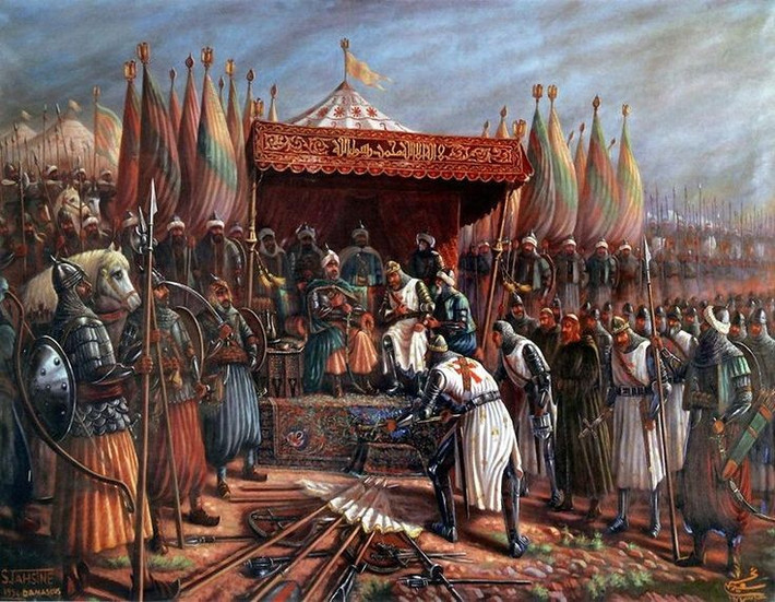 2. Saladin là chỉ huy tối cao của quân Hồi giáo. Saladin, vị tướng và quốc vương Hồi giáo, dẫn dắt quân đội Ai Cập – Syria đối đầu với lực lượng Thập tự chinh. Ảnh: Pinterest.